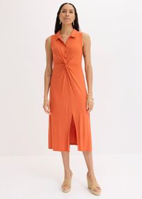 bonprix Jersey-Hemdblusenkleid aus flie&szlig;ender Viskose, rot, Gr.48/50 (XL), Modernes Kleid mit Knotenoptik, aus Viskose