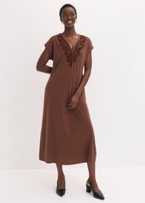 bonprix Tunika-Kleid mit Stickerei, braun, Gr.36/38 (S), Tunika-Kleid mit Stickerrei