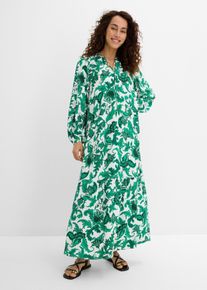 bonprix Tunika-Kleid aus flie&szlig;ender Viskose, gr&uuml;n, Gr.48, weites Tunika-Kleid in Maxil&auml;nge aus flie&szlig;ender Viskose, aus Viskose