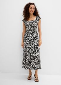 bonprix Midikleid aus Viskose-Mix, schwarz, Gr.40/42 (M), Bedrucktes Jersey-Kleid, perfekt f&uuml;r den Sommer!, aus Viskose