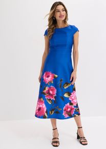 bonprix Midikleid, blau, Gr.46, Midikleid aus gl&auml;nzender Scuba-Qualit&auml;t mit Taillen-Einsatz und Kappen-&Auml;rmel