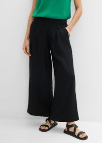 bonprix Culotte mit flie&szlig;ender Viskose, schwarz, Gr.50, l&auml;ssige Culotte mit flie&szlig;ender Viskose, aus Viskose