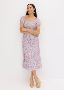 bonprix Jerseykleid mit Puff&auml;rmeln, wei&szlig;, Gr.44/46 (L), Modernes Kleid mit sch&ouml;nem Druck