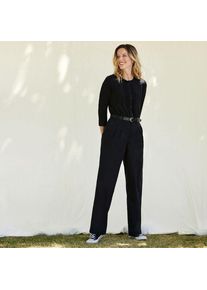 LANDS' END Chinohose High Waist mit weitem Bein, Damen,  Schwarz, Baumwolle/Elasthan, by Lands' End