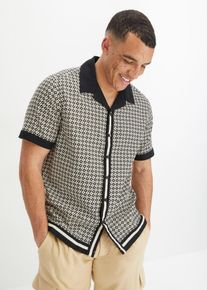 bonprix Kurzarmhemd aus Leinen-Mix in Regular Fit, beige, Gr.43/44 (XL), Modisches bedrucktes Kurzarmhemd mit Leinen Anteil im Regular Fit, aus Leinen
