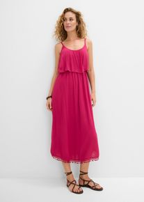 bonprix Maxikleid aus strukturierter Viskose, pink, Gr.50, Charmantes Kleid mit elastischem Gummibund in der Taille, aus Viskose