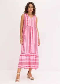 bonprix Maxikleid aus flie&szlig;ender Viskose, rot, Gr.48, &Auml;rmelloses Maxikleid mit V-Ausschnitt und Smokdetails, aus Viskose