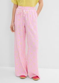 bonprix Schlupfhose aus luftigem Musselin, rosa, Gr.44, L&auml;ssige Schlupfhose aus luftigem Musselin mit Herz-Druck, aus 100% Baumwolle,Musselin