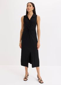 bonprix Jersey-Hemdblusenkleid aus flie&szlig;ender Viskose, schwarz, Gr.40/42 (M), Modernes Kleid mit Knotenoptik, aus Viskose