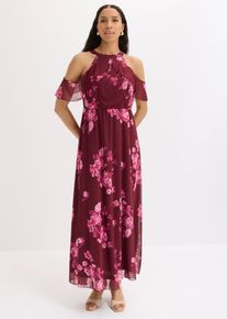 bonprix Maxikleid aus Mesh, rot, Gr.40/42 (M), Modernes langes Kleid mit Volant und sch&ouml;nem Druck