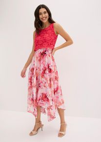 bonprix Chiffonkleid mit feiner Spitze, rosa, Gr.50, Elegantes Zipfelkleid aus feinem Chiffon in Midi-L&auml;nge mit Spitze im Oberteil