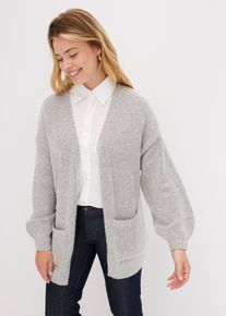 bonprix Oversize-Strickjacke, grau, Gr.40/42 (M), Oversized Strickjacke mit aufgesetzten Taschen