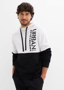 bonprix Hoodie in Slim Fit, schwarz, Gr.44/46 (S), Sportliches Sweatshirt im Zweifarben-Design, innen weich angeraut, 100% Baumwolle (organic)