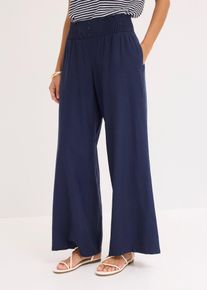 bonprix Marlenehose aus luftigem Leinen-Mix, blau, Gr.36, Stylische Marlene-Hose mit Bequembund und bequemer Passform, aus Leinen,Viskose