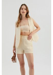 Gestreifte High-Waist-Shorts mit elastischem Bund