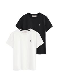 Zweierpack kurz&auml;rmlige Damen-T-Shirts schwarz und wei&szlig; mit Rundhalsausschnitt und Rigby Go Stickerei