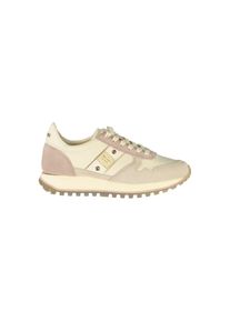 Blauer Beige Leder Damen Sneaker