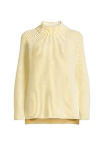 LANDS' END Zweifarbiger Stehkragenpullover DRIFTER, Damen,  Gelb, Baumwolle, by Lands' End