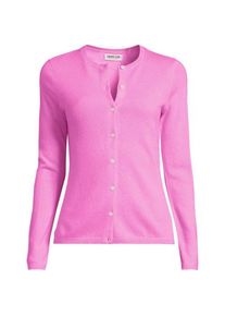 LANDS' END Kaschmir-Cardigan mit rundem Ausschnitt, Damen,  Pink, Kaschmir, by Lands' End