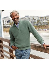 LANDS' END DRIFTER Pullover mit Rei&szlig;verschluss, Herren,  Gr&uuml;n, Baumwolle, by Lands' End