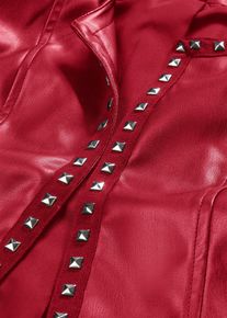 bonprix Lederimitat-Jacke, rot, Gr.38, Zeitloser Lederimitat-Blazer mit NietenLederimitat