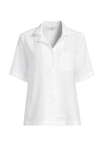 LANDS' END Kurz&auml;rmelige Musselin-Bluse in Plus-Gr&ouml;&szlig;e, Damen, size: plus, Blau, Baumwolle, by Lands' End