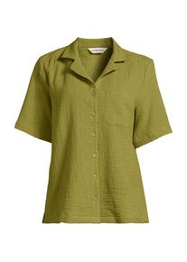 LANDS' END Kurz&auml;rmelige Musselin-Bluse, Damen, size: regular, Gr&uuml;n, Baumwolle, by Lands' End