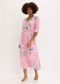 bonprix Midikleid aus flie&szlig;ender Viskose, rosa, Gr.48, Modisches Kleid mit halblangen &Auml;rmeln, aus Viskose