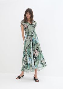 bonprix Jumpsuit mit Chiffon-&Uuml;berwurf, gr&uuml;n, Gr.52, Jersey-Overall mit flie&szlig;endem Chiffon-&Uuml;berwurf