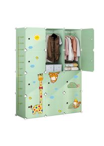 Rebiko Kinderkleiderschrank,, Gr&uuml;n, Kunststoff, 47x147x111 cm, Kinder- & Jugendzimmer, Kinderm&ouml;bel, Kinderkleiderschr&auml;nke