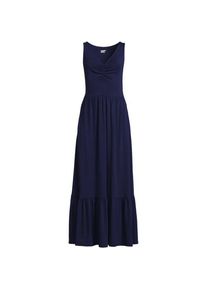LANDS' END Maxikleid aus Baumwolle/Modal-Mix mit V-Ausschnitt, Damen,  Blau, Elasthan/Baumwoll-Mischung/Baumwolle Modal, by Lands' End