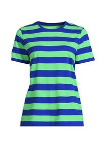 LANDS' END Supima Kurzarm-Shirt mit rundem Ausschnitt, Damen,  Blau, Baumwolle, by Lands' End