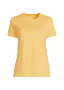LANDS' END Supima Kurzarm-Shirt mit rundem Ausschnitt, Damen,  Gelb, Baumwolle, by Lands' End