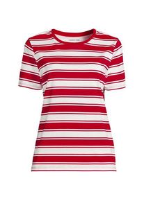 LANDS' END Supima Kurzarm-Shirt mit rundem Ausschnitt, Damen,  Rot, Baumwolle, by Lands' End