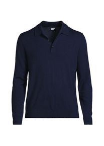 LANDS' END Merino-Polopullover, Herren,  Blau, Wolle, by Lands' End