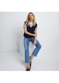 LANDS' END Kurze Denim-Schlagjeans, Damen,  Blau, Elasthan/Baumwoll-Mischung/Polyester-Mischung, by Lands' End