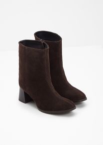 bonprix Stiefeletten aus Veloursleder, braun, Gr.38, Elegante Stiefelette aus Veloursleder mit Blockabsatz, aus Veloursleder