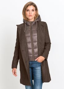 bonprix Winter-Kurzmantel in Wolloptik 2in1 Optik, braun, Gr.38, Angesagter Two-in-One-Wintermantel in Wolloptik