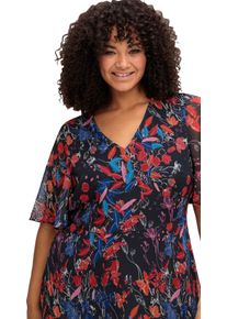 sheego Gro&szlig;e Gr&ouml;&szlig;en Chiffonkleid mit Blumendruck und Volant am Saum, marine-gemustert, Gr&ouml;&szlig;e 44 - Damen