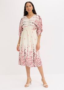 bonprix Midikleid ausfeinem Viskose-Mix, wei&szlig;, Gr.44, sommerliches Midikleid aus feinem Viskose-Mix mit floralem Print und weiten &Auml;rmeln, aus Viskose