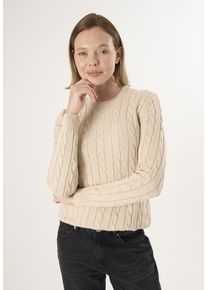 Pullover Kabelstrick-Pullover Mit V-Ausschnitt