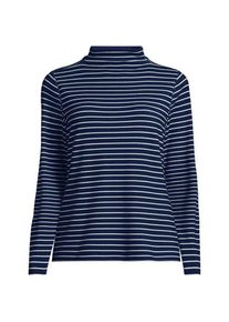 LANDS' END Softes Stehbund-Shirt, Damen,  Blau, Elasthan/Viskose/Viskose-Mischung, by Lands' End
