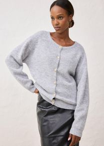 bonprix Strickjacke aus w&auml;rmendem Alpaka-Mix, grau, Gr.36/38 (S), elegante Strickjacke mit Alpakawolle