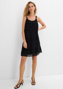 bonprix Tr&auml;gerkleid aus Viskose mit Spitze, schwarz, Gr.40, Kurzes Sommerkleid mit Spitze und d&uuml;nnen Tr&auml;gern, aus Viskose