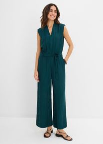 bonprix Viskose-Jumpsuit mit Kelchkragen, gr&uuml;n, Gr.38, Jumpsuit mit Kelchkragen aus weicher Crinkle-Viskose