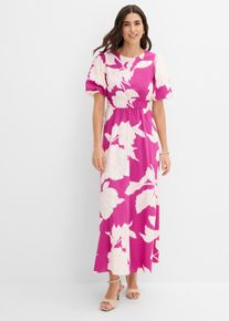 bonprix Maxikleid aus reiner Baumwolle, pink, Gr.52, modisches Maxikleid aus reiner Baumwolle mit floralem Print, 100% Baumwolle