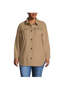 LANDS' END Luxe Fleece-Hemdjacke, Damen,  Braun, Polyester, by Lands' End