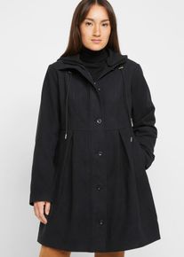 bonprix Mantel mit Kapuze und Bundfalten, schwarz, Gr.56, Zeitloser Parka mit eleganter Bundfalte und figurumspieldem A-Linien Schnitt