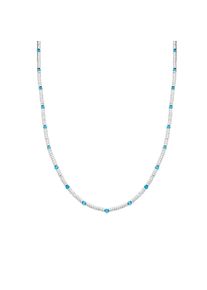 Luxenter 925 Sterlingsilber- und Aquamarin-Zirkonia-Halskette mit Rhodiumfinish &ndash; Deli