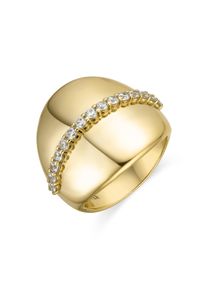 Luxenter Ring aus 925er Sterlingsilber mit funkelnden Zirkonia-Steinen, 18 Karat Gelbgold-Finish &ndash; Idel
